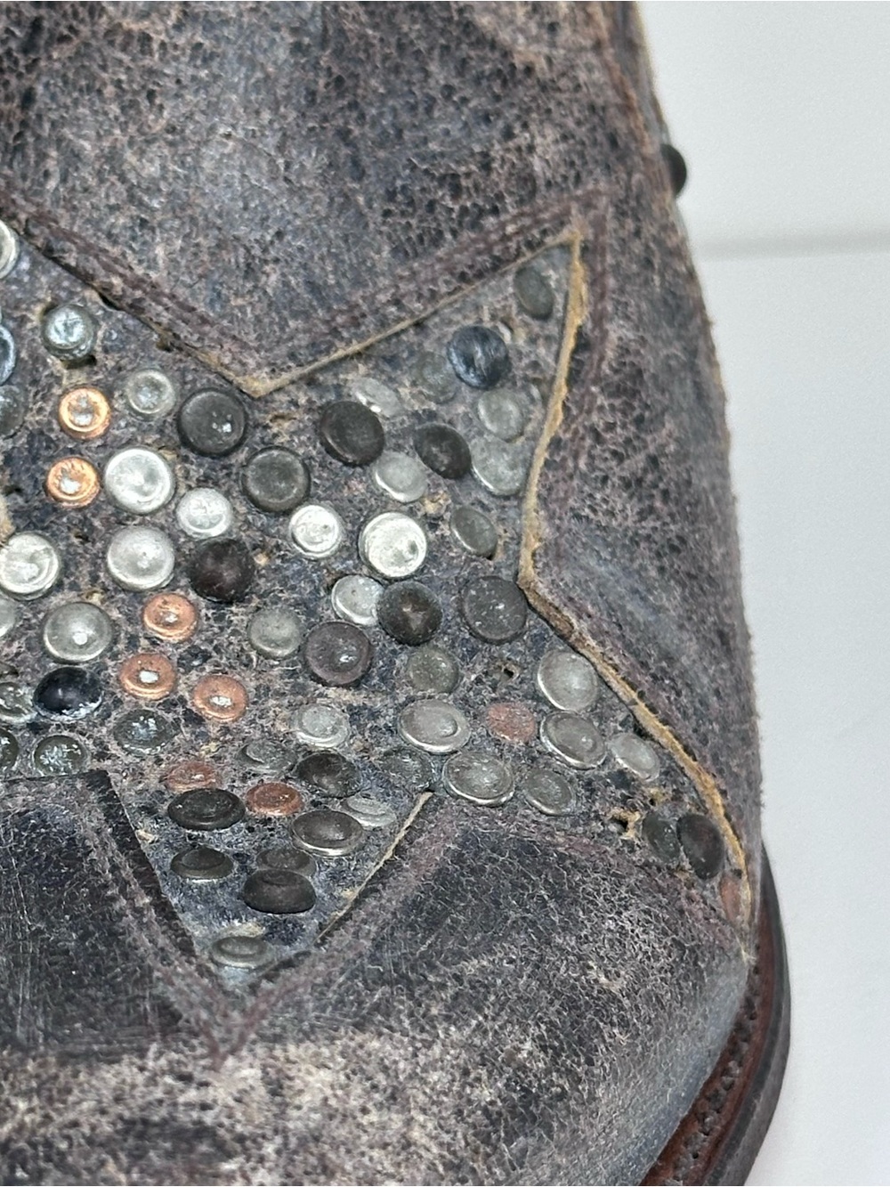 Frye Deborah Star Studded Ankle Boots Distresses - BROWN - Picture 4 of 13